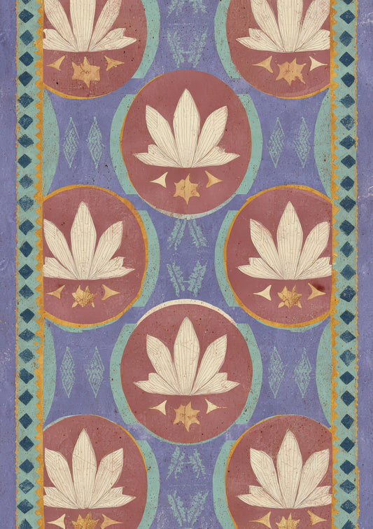 Folk Floral Pattern Print, Heritage Wall Art