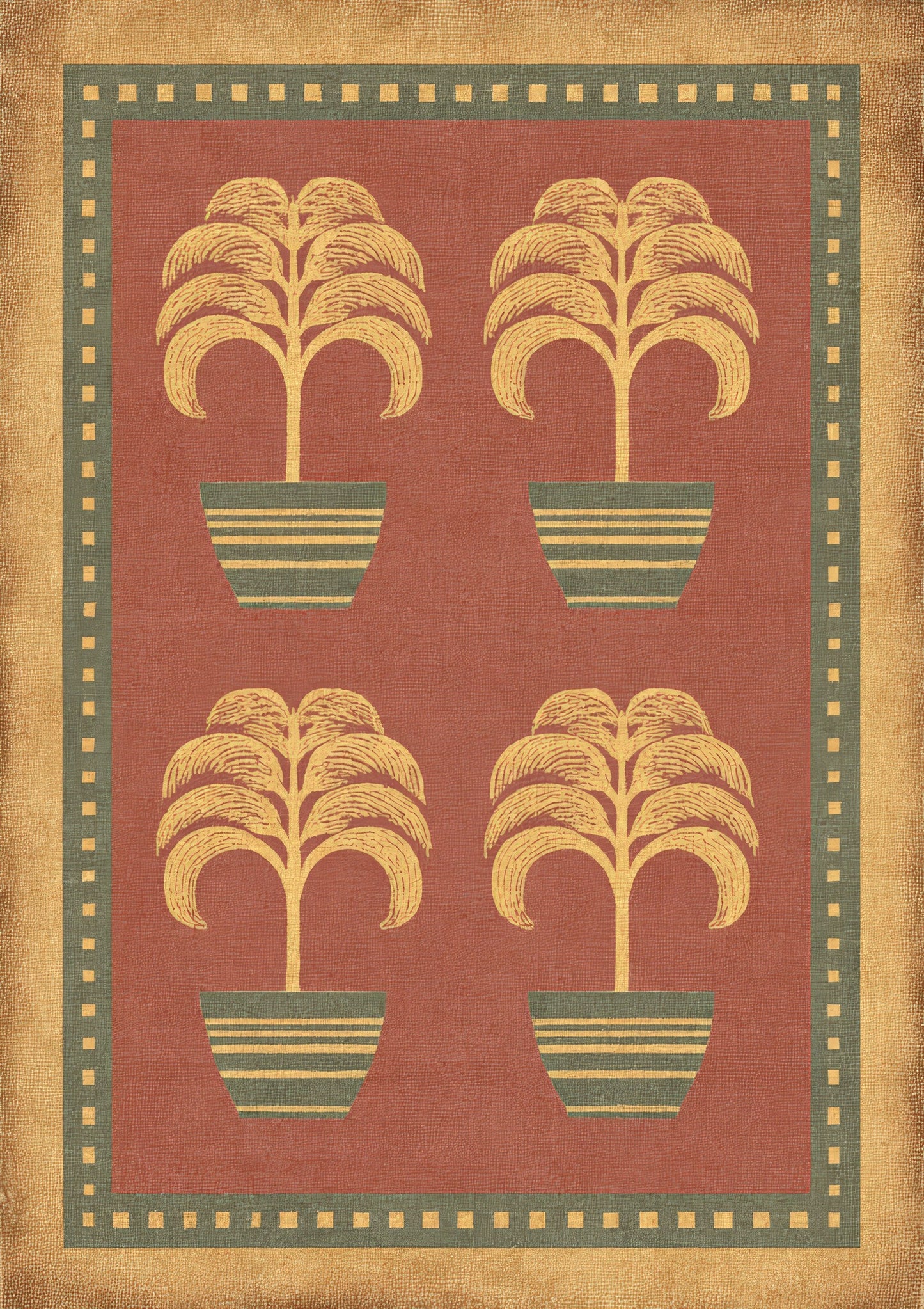 Folk Potted Tree Print, Terracotta Wall Art
