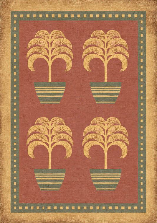 Folk Potted Tree Print, Terracotta Wall Art