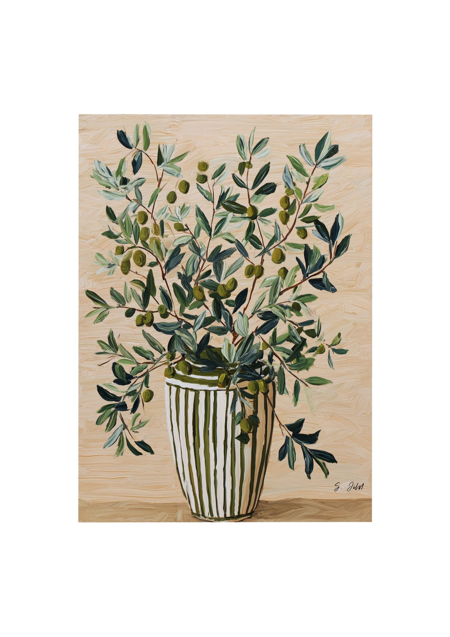 Olive Tree Print, Botanical Vase Wall Art