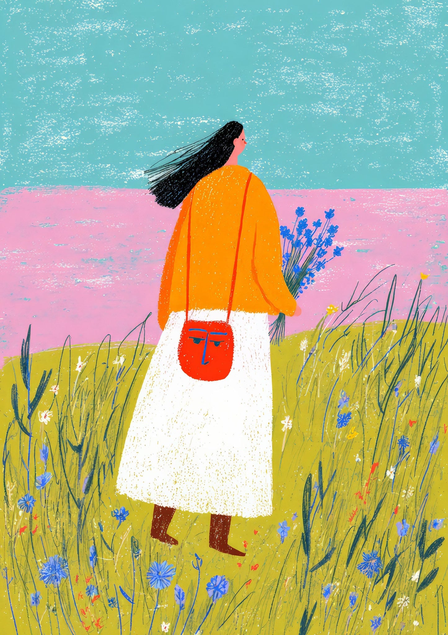 Woman in a Meadow Print, Figurative Wall Art