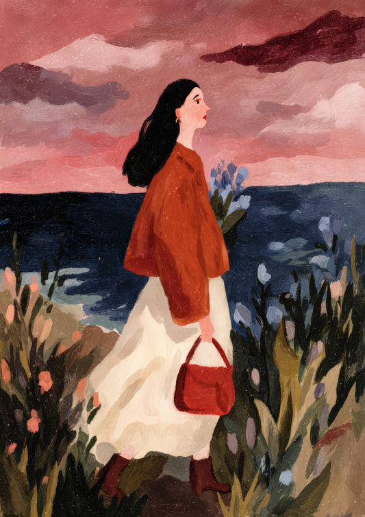 Woman by the Sea Print, Figurative Wall Art