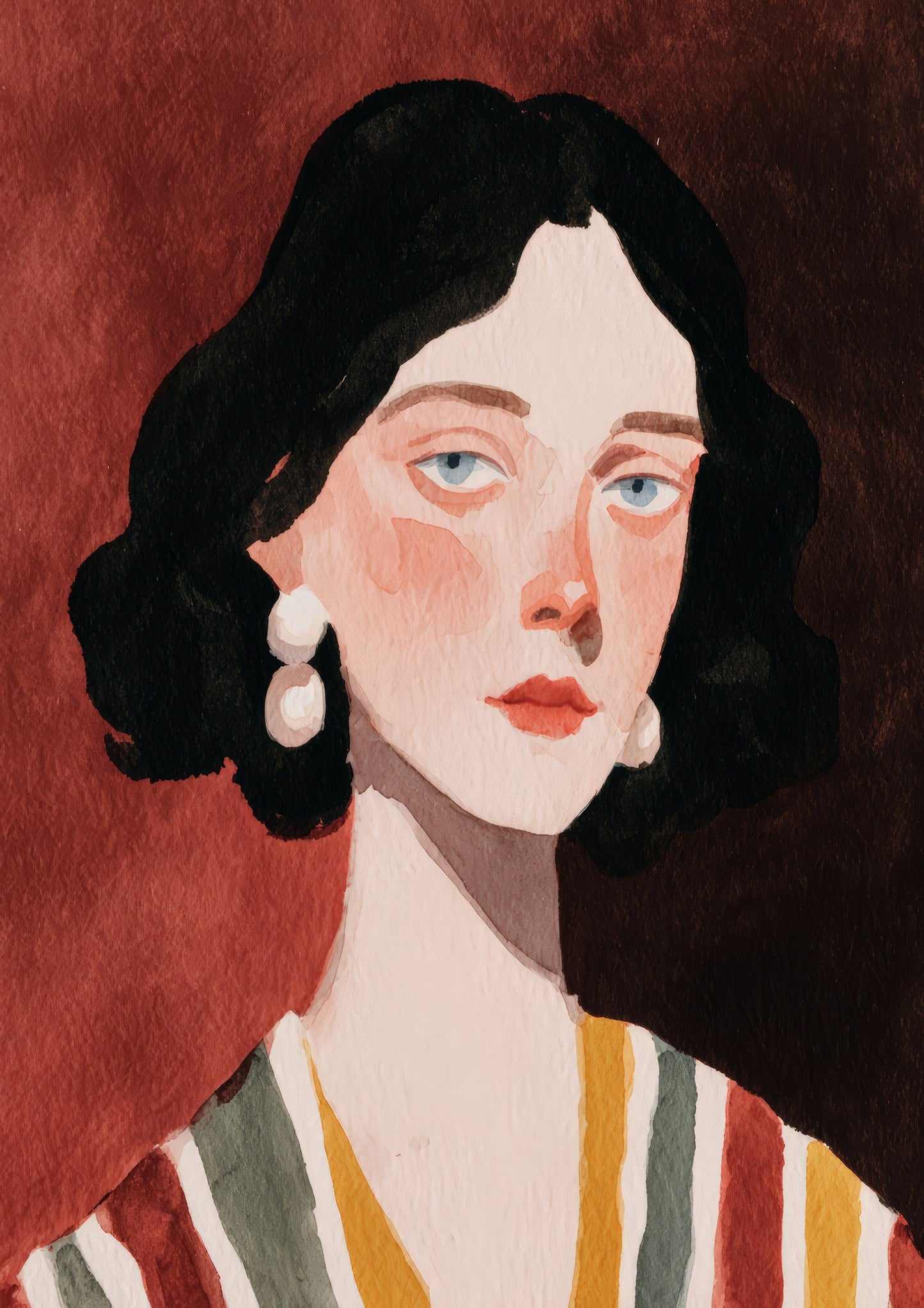 Woman Portrait Print, Painterly Wall Art