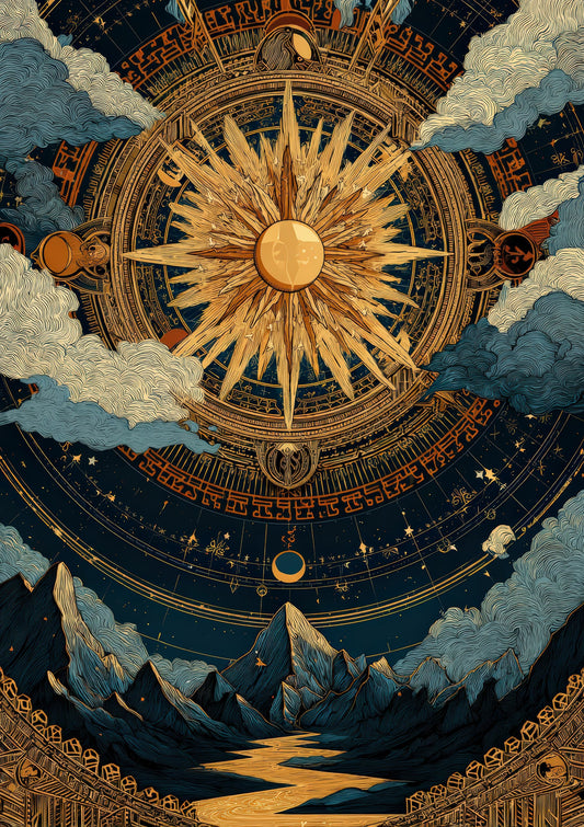 Celestial Wheel Print, Mystical Wall Art