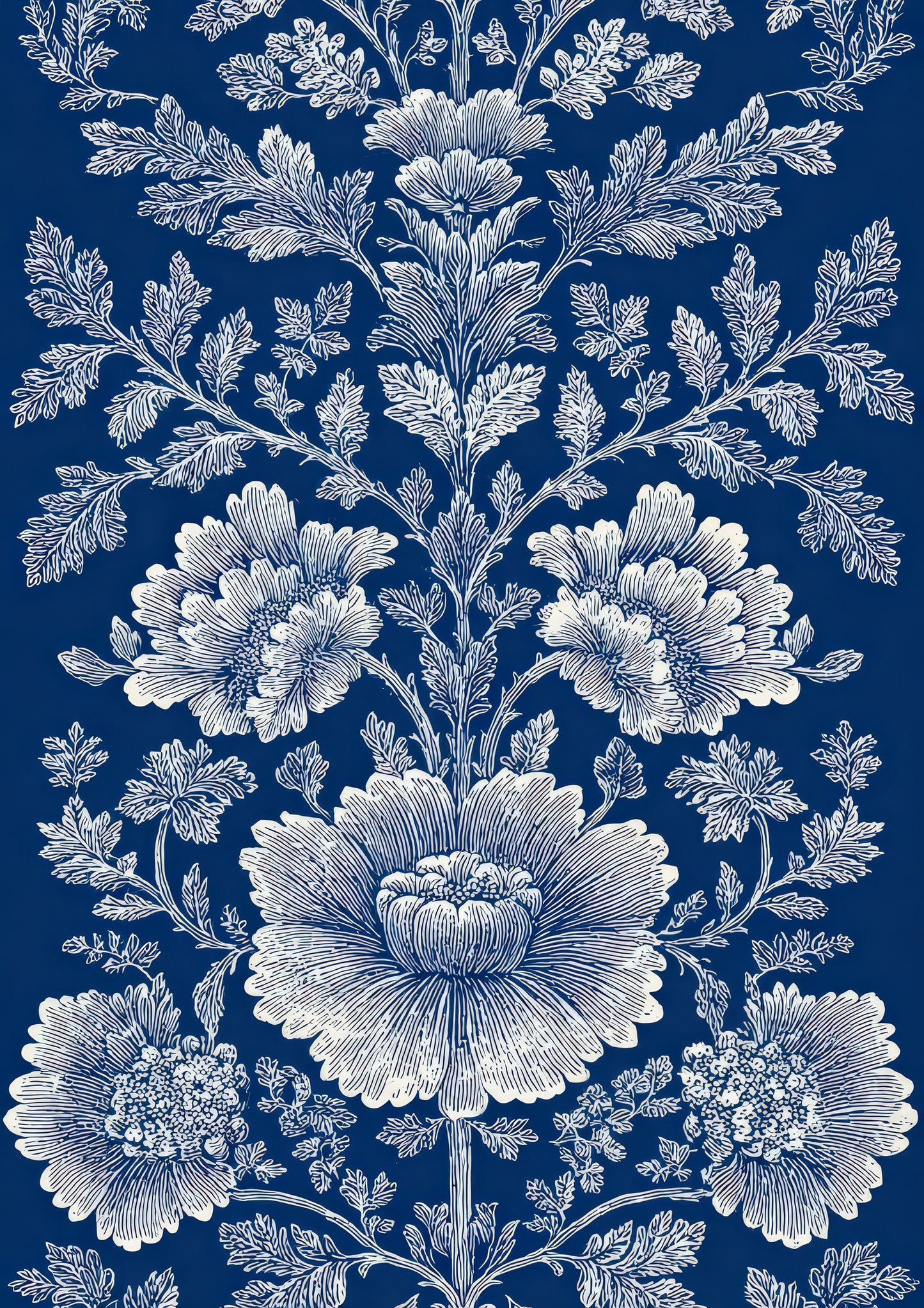 Blue Damask Print, William Morris Style Wall Art