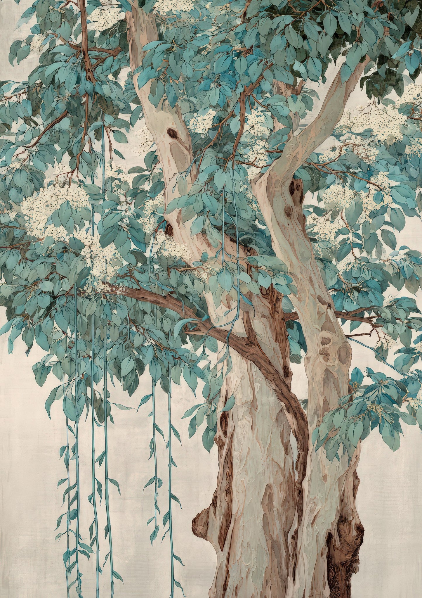Eucalyptus Tree Print, Japanese Ink Wall Art
