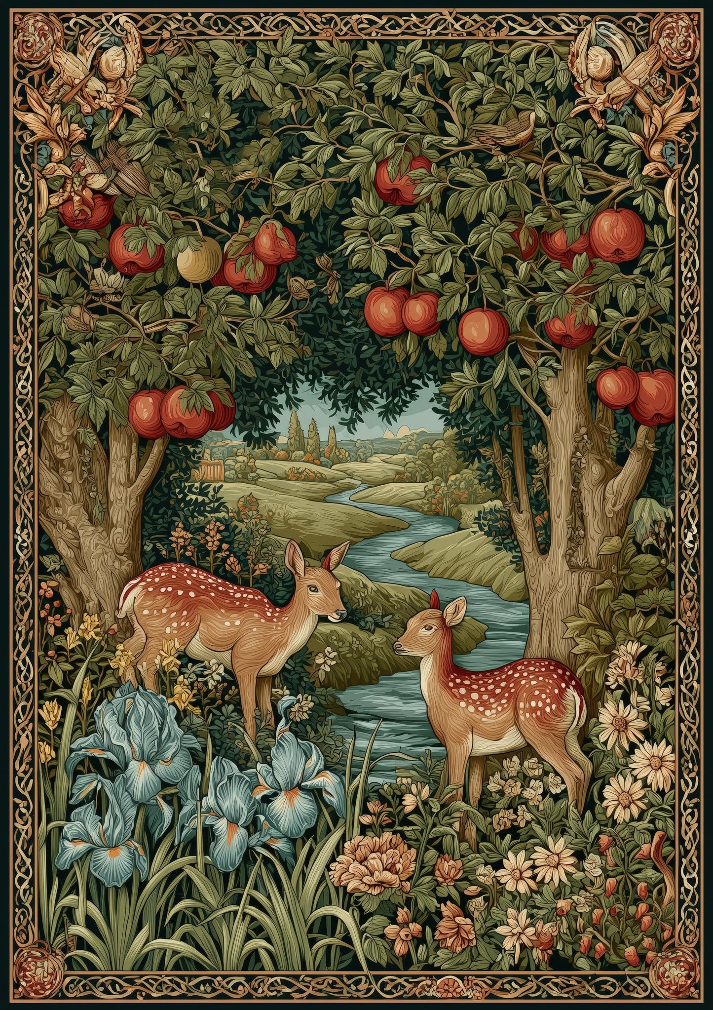 Woodland Tapestry Print, William Morris Style Wall Art