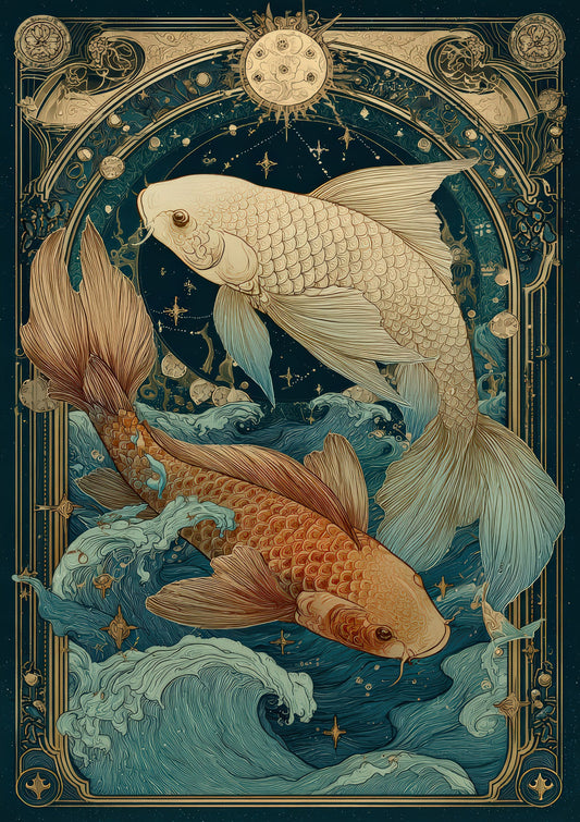 Koi Fish Print, Art Nouveau Wall Art