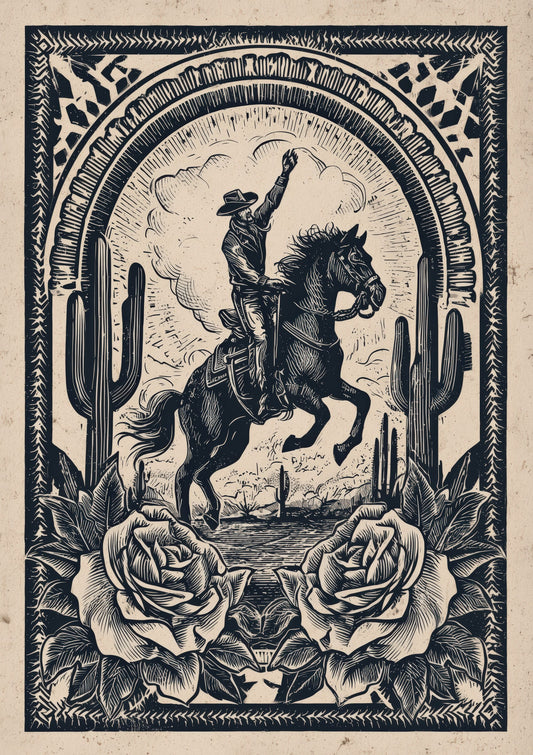 Horse and Rider Print, Vintage Equestrian Wall Art