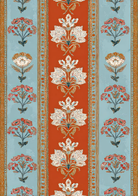Floral Textile Panel Print, Vintage Heritage Wall Art