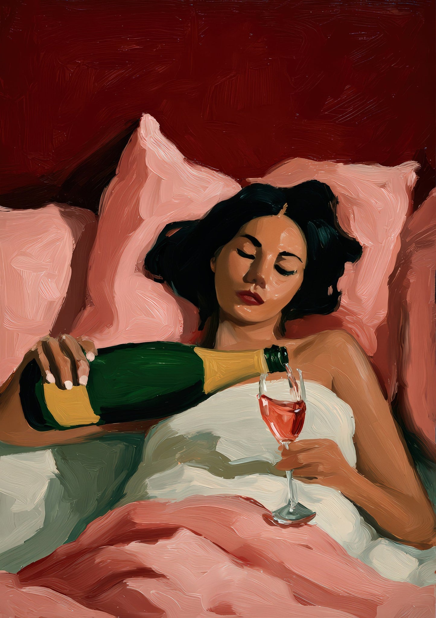 Woman Reading in Bed Print, Figurative Wall Art