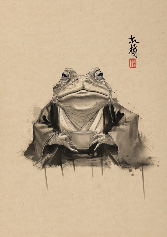 Frog Print, Japanese Sumi Ink Wall Art