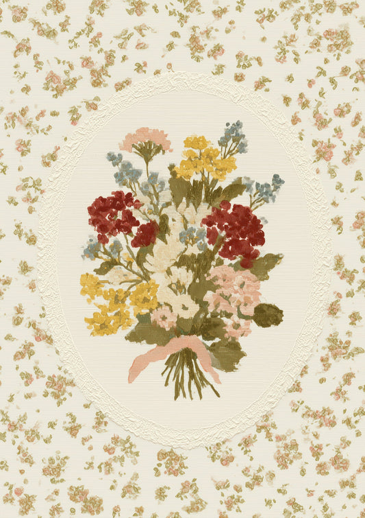 Vintage Bouquet Print, Botanical Wall Art