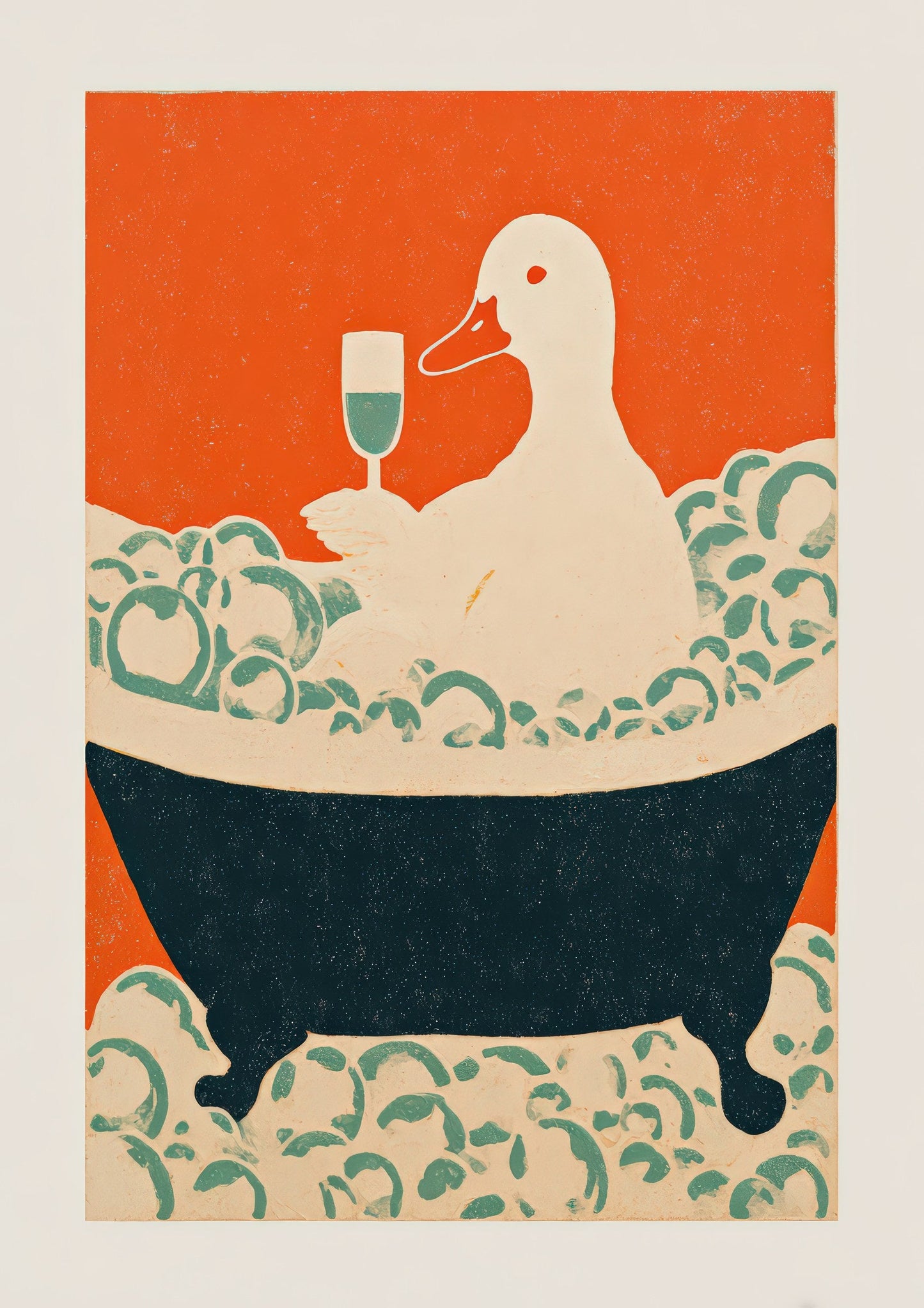 Bathtub Duck Print, Funny Bathroom Wall Art