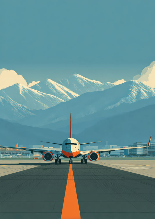 Aeroplane on the Runway Print, Travel Wall Art