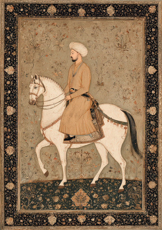 Mughal Horseman Print, Vintage Wall Art