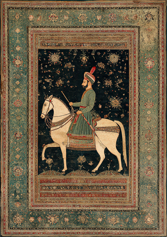 Mughal Horse Print, Vintage Equestrian Wall Art