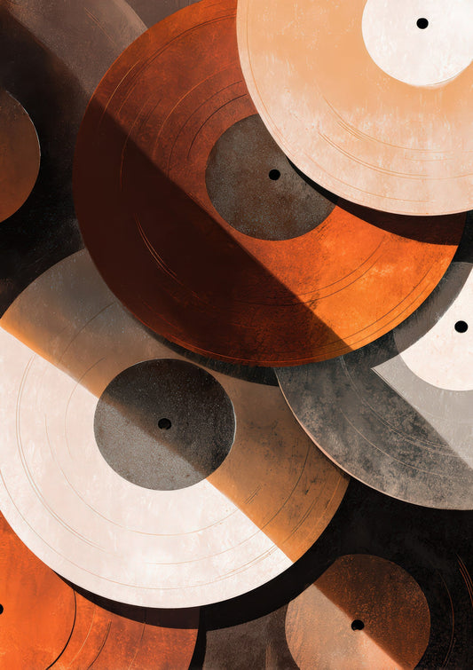 Vinyl Records Print, Retro Music Wall Art