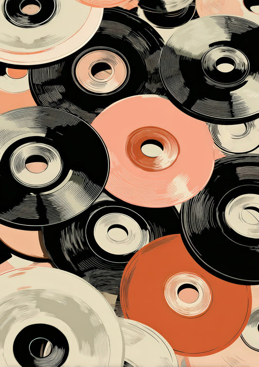 Vinyl Collection Print, Retro Music Wall Art