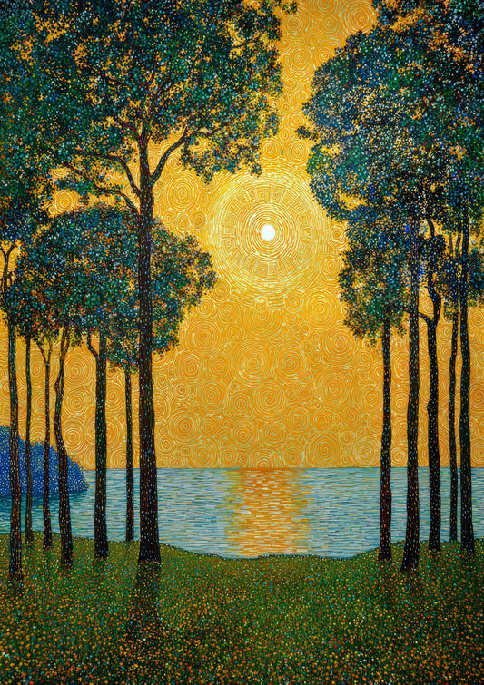 Golden Trees Print, Landscape Wall Art