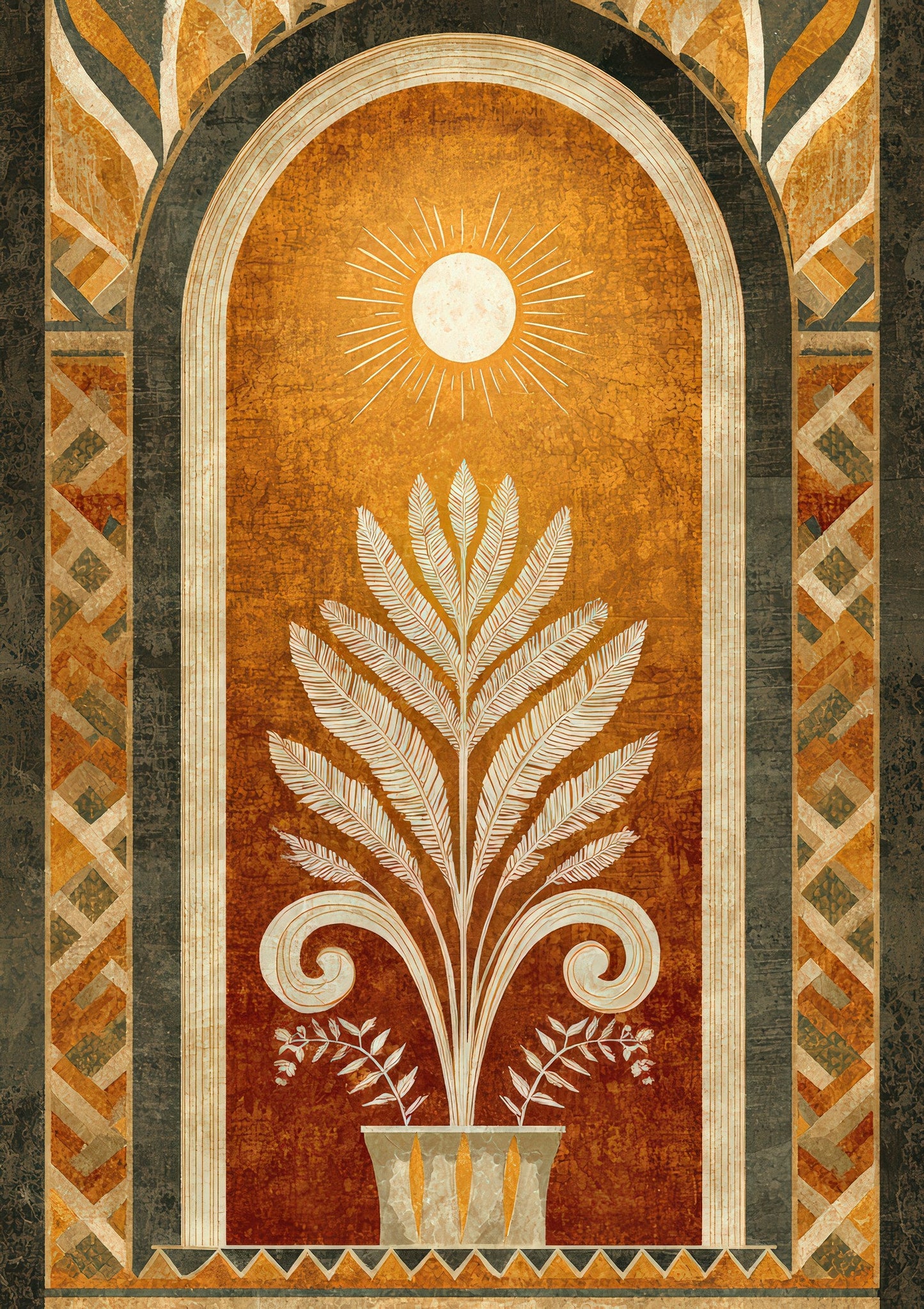 Art Deco Sun Print, Geometric Wall Art