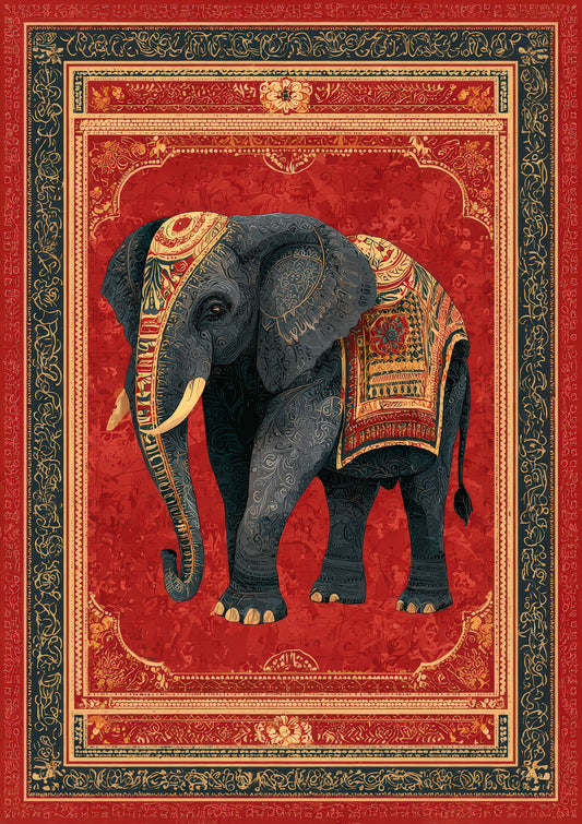 Decorated Elephant Print, Indian Heritage Wall Art
