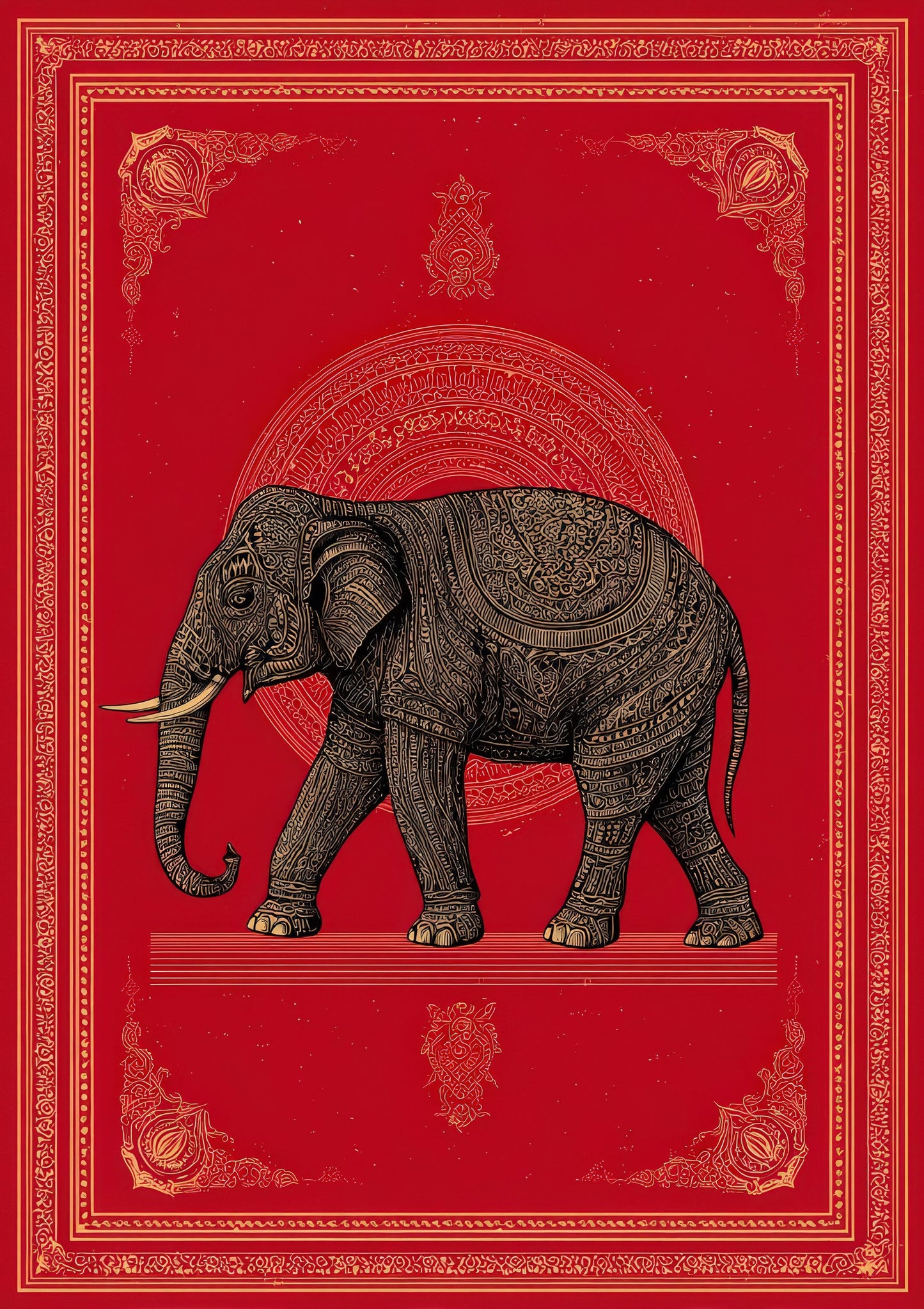 Heritage Elephant Print, Indian Wall Art