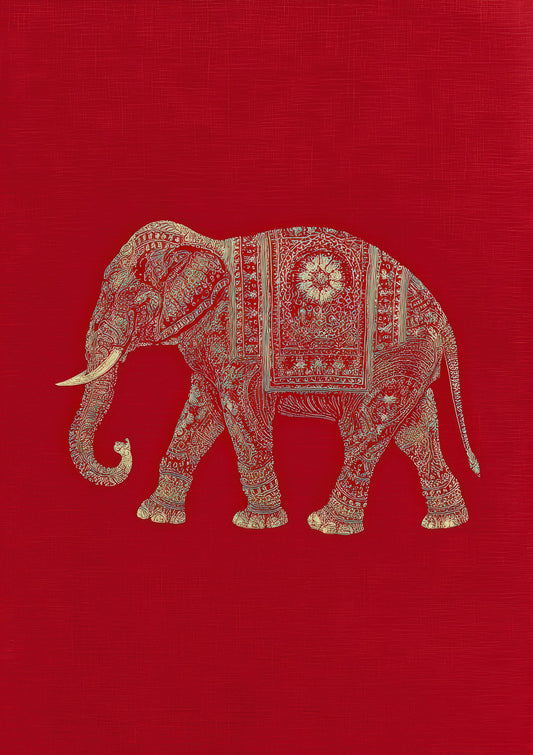Ornate Elephant Print, Indian Heritage Wall Art
