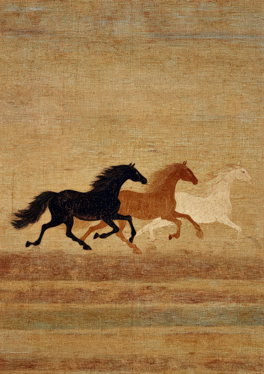 Running Horses Print, Vintage Equestrian Wall Art