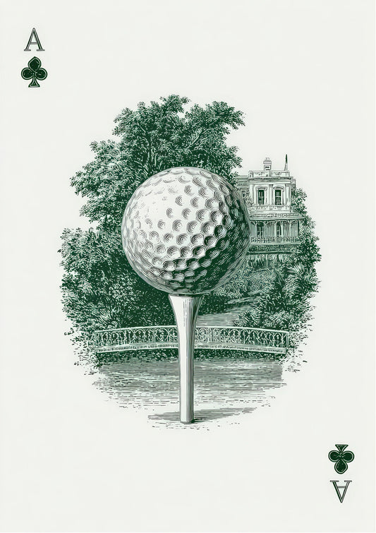 Golf Ace of Clubs Print, Vintage Sport Wall Art