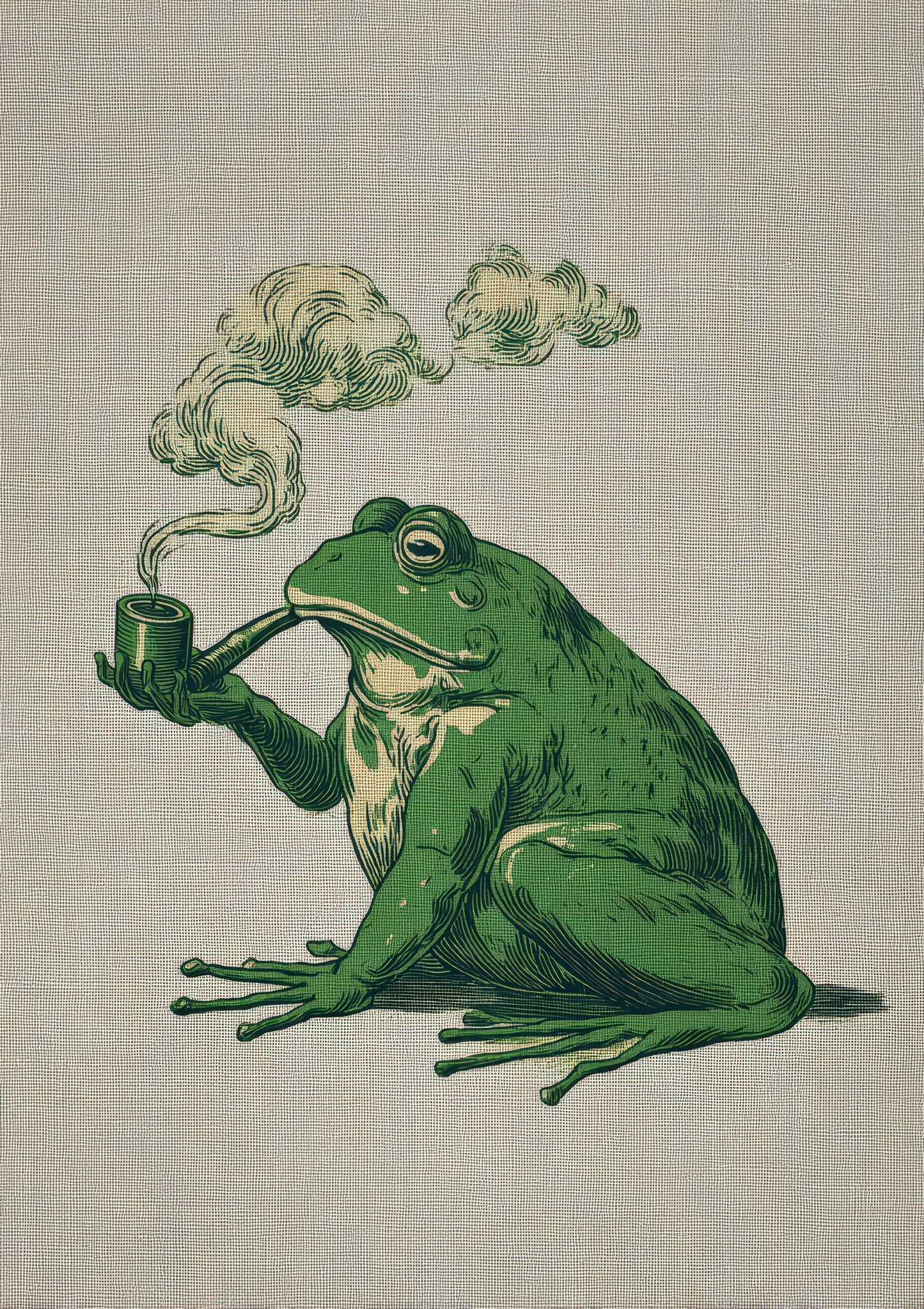 Frog with a Pipe Print, Funny Wall Art