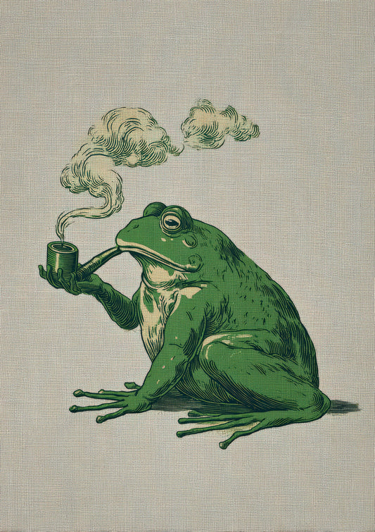 Frog with a Pipe Print, Funny Wall Art