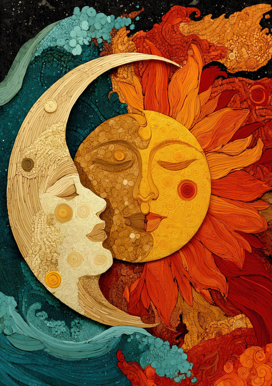 Sun and Moon Print, Celestial Wall Art
