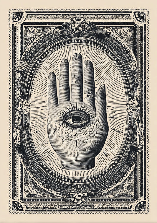 Hamsa Hand Print, Mystical Wall Art