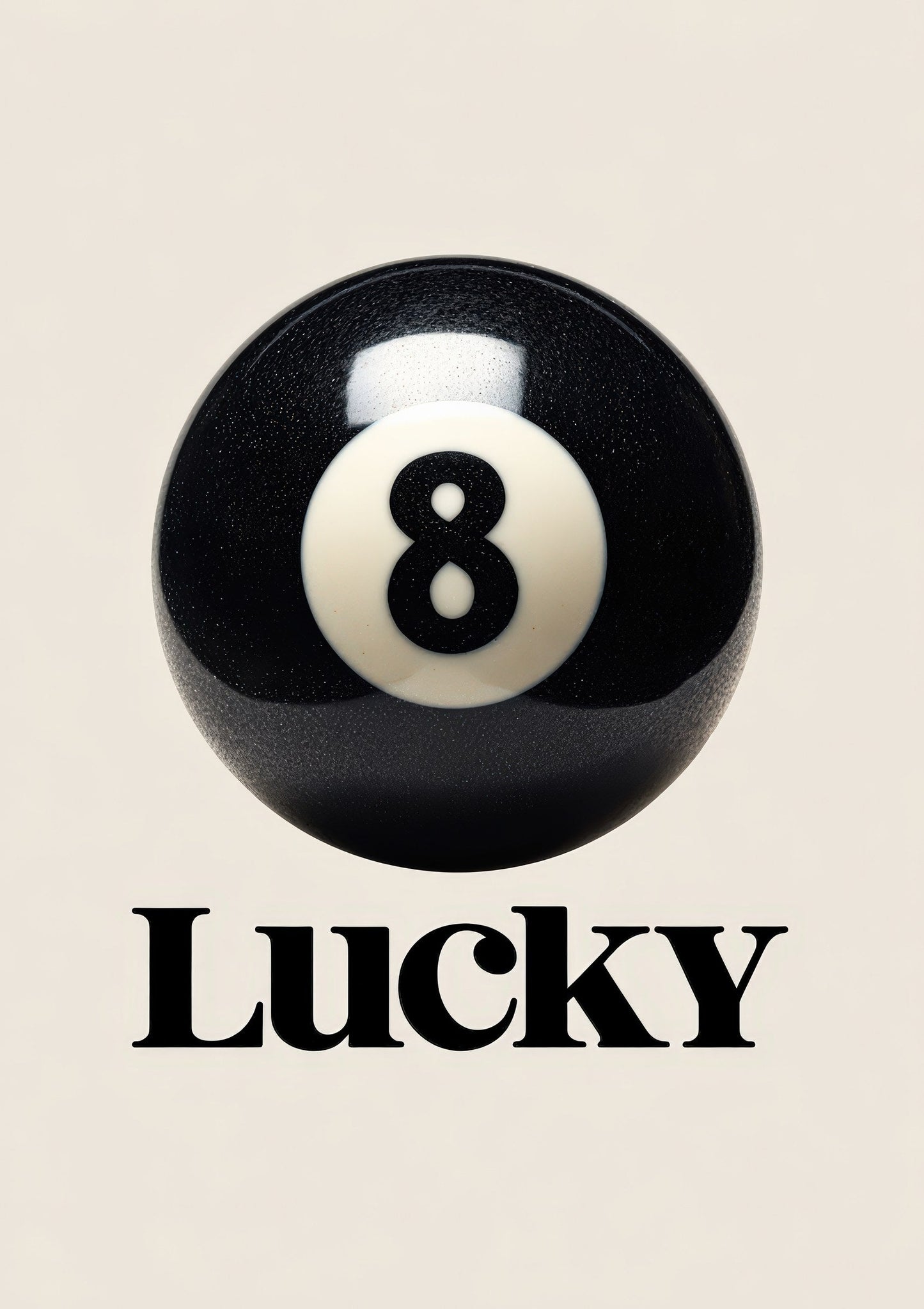 Lucky Eight Ball Print, Retro Typography Wall Art