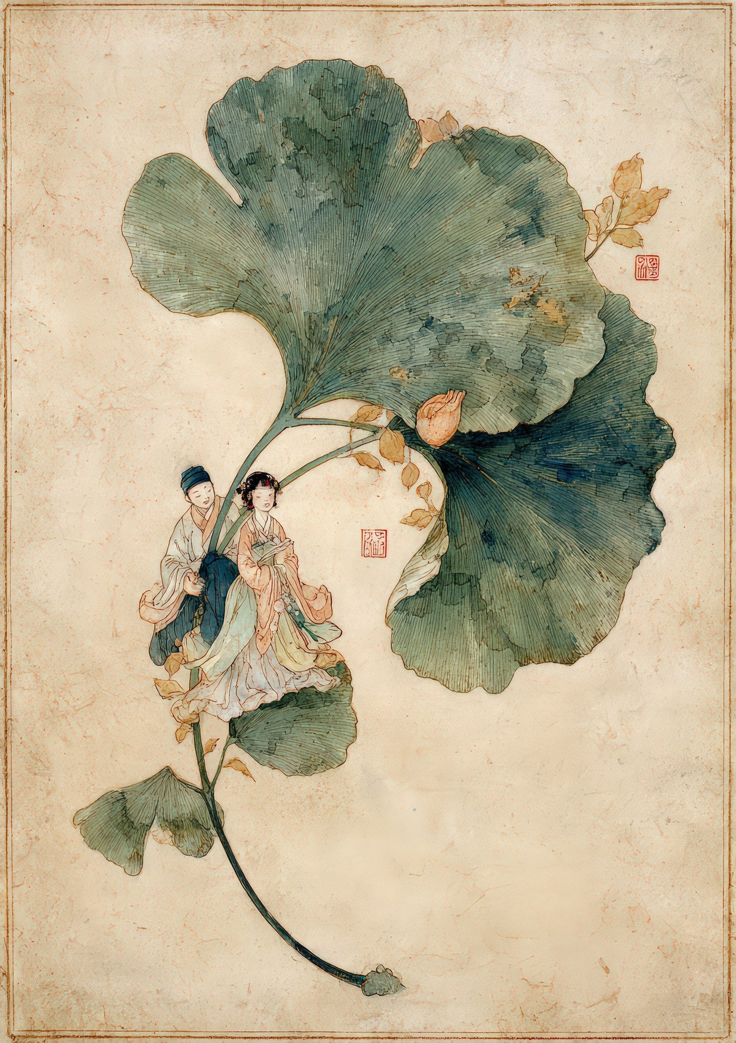 Lotus Leaf Print, Japanese Ink Wall Art