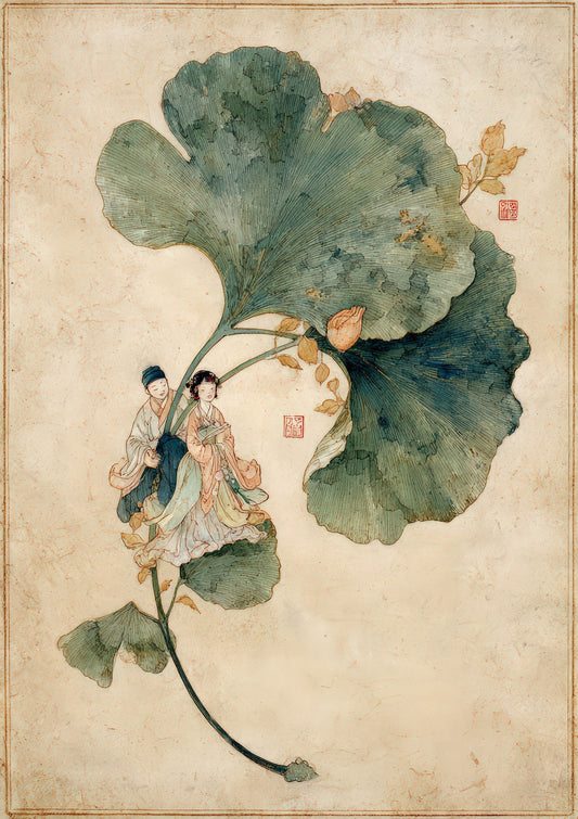 Lotus Leaf Print, Japanese Ink Wall Art