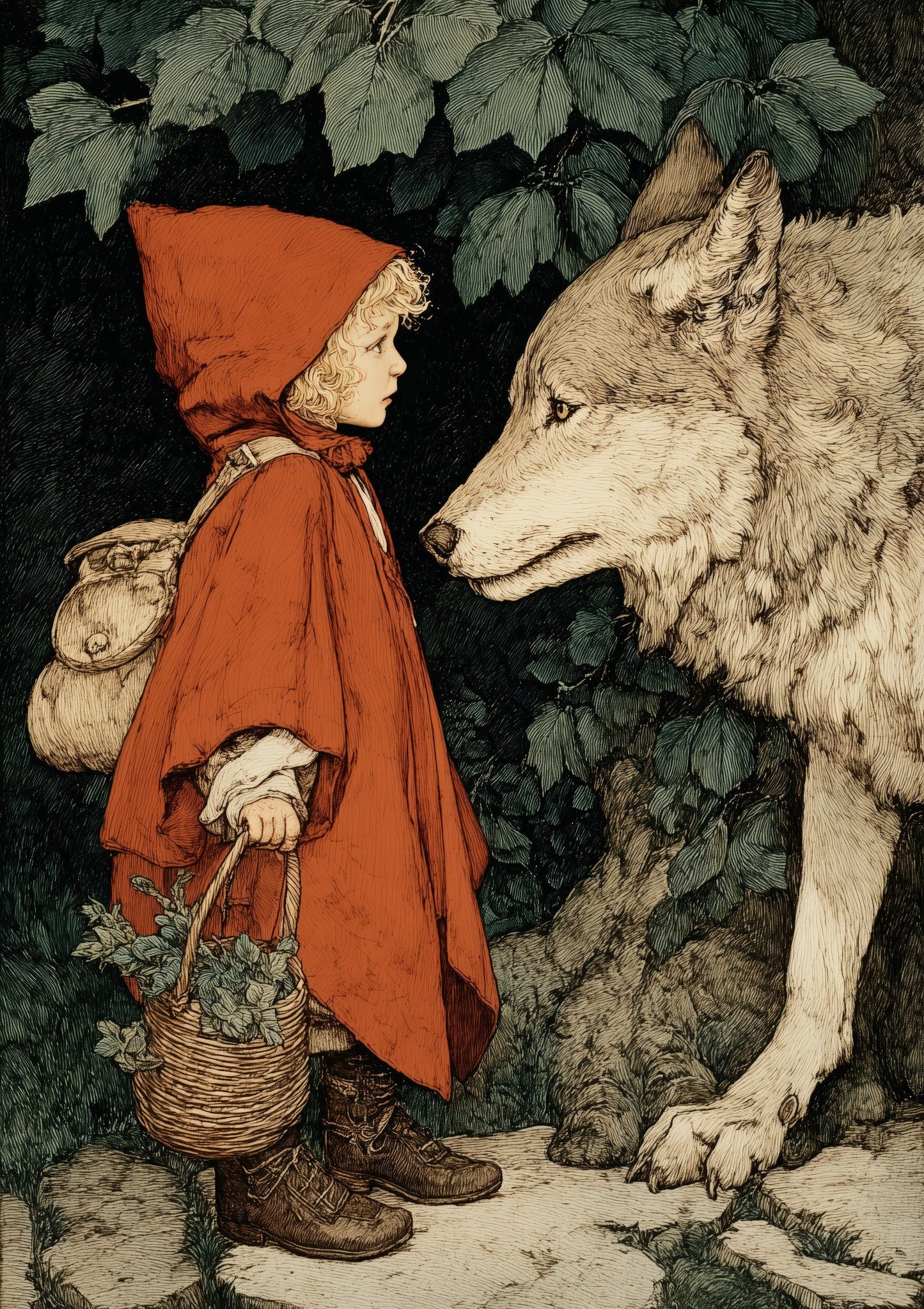 Red Riding Hood Print, Fairytale Wall Art