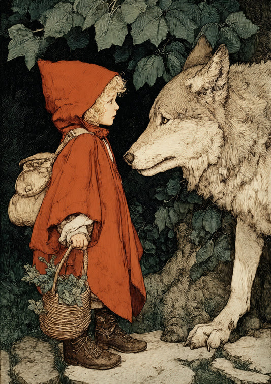 Red Riding Hood Print, Fairytale Wall Art