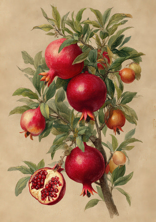 Pomegranate Print, Vintage Botanical Wall Art