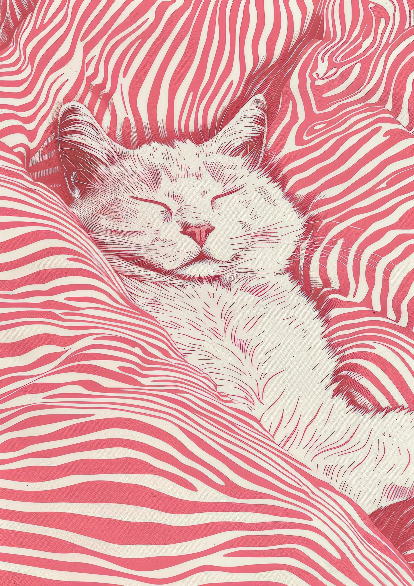 Sleeping Cat Print, Quirky Wall Art