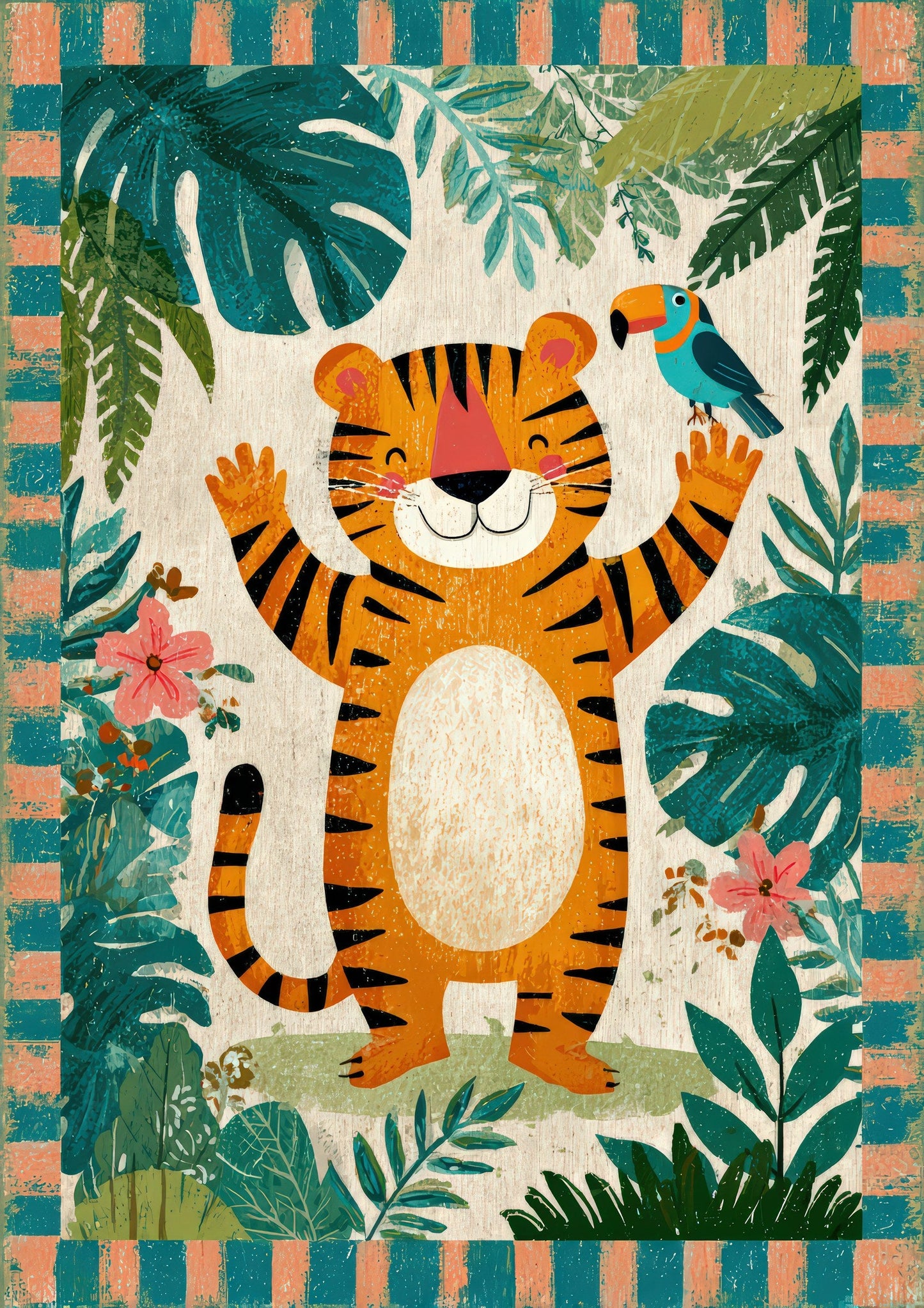 Tiger Print, Folk Animal Wall Art
