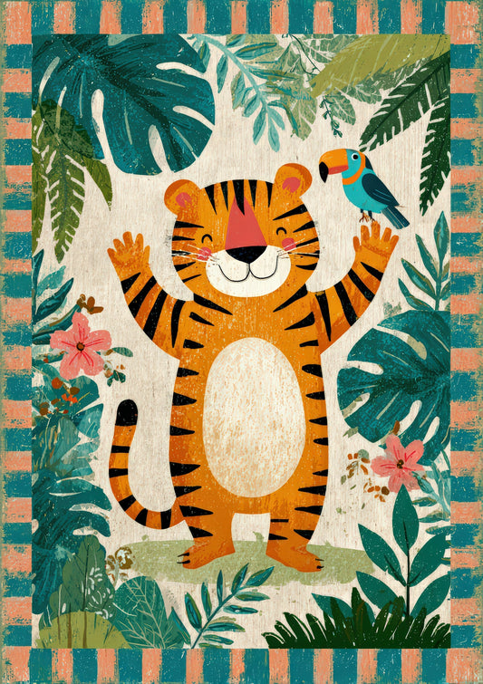 Tiger Print, Folk Animal Wall Art