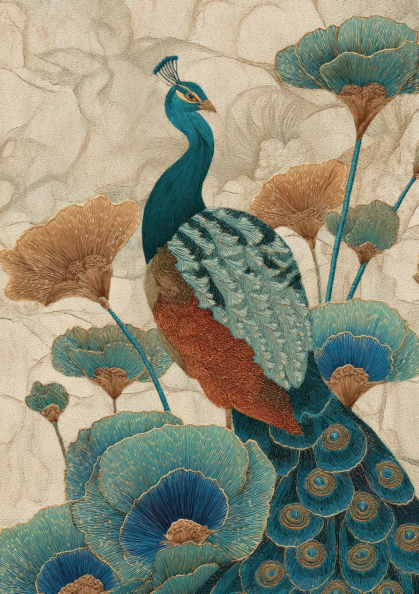 Peacock Print, Chinoiserie Botanical Wall Art