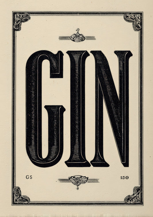 Gin Print, Bar Cart Typography Wall Art