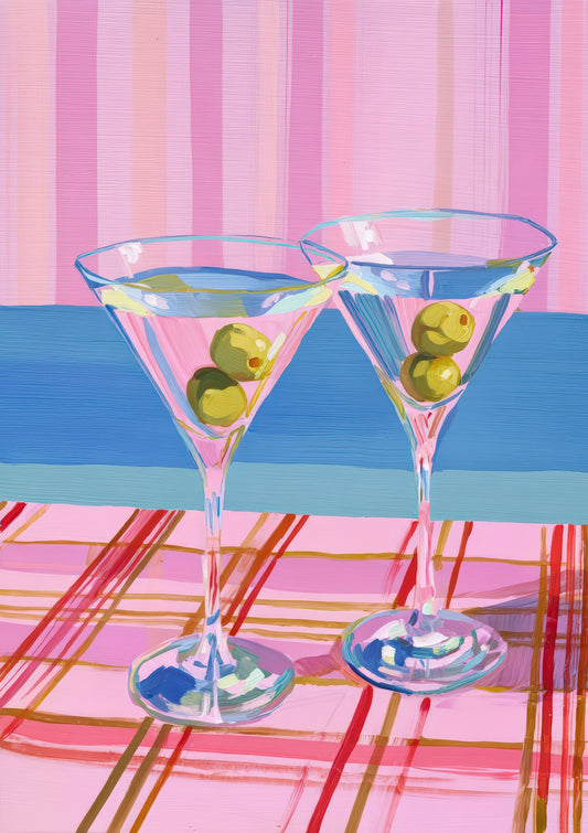 Two Martinis Print, Cocktail Kitchen Wall Art