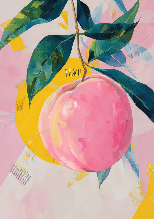 Peach Print, Kitchen Fruit Wall Art