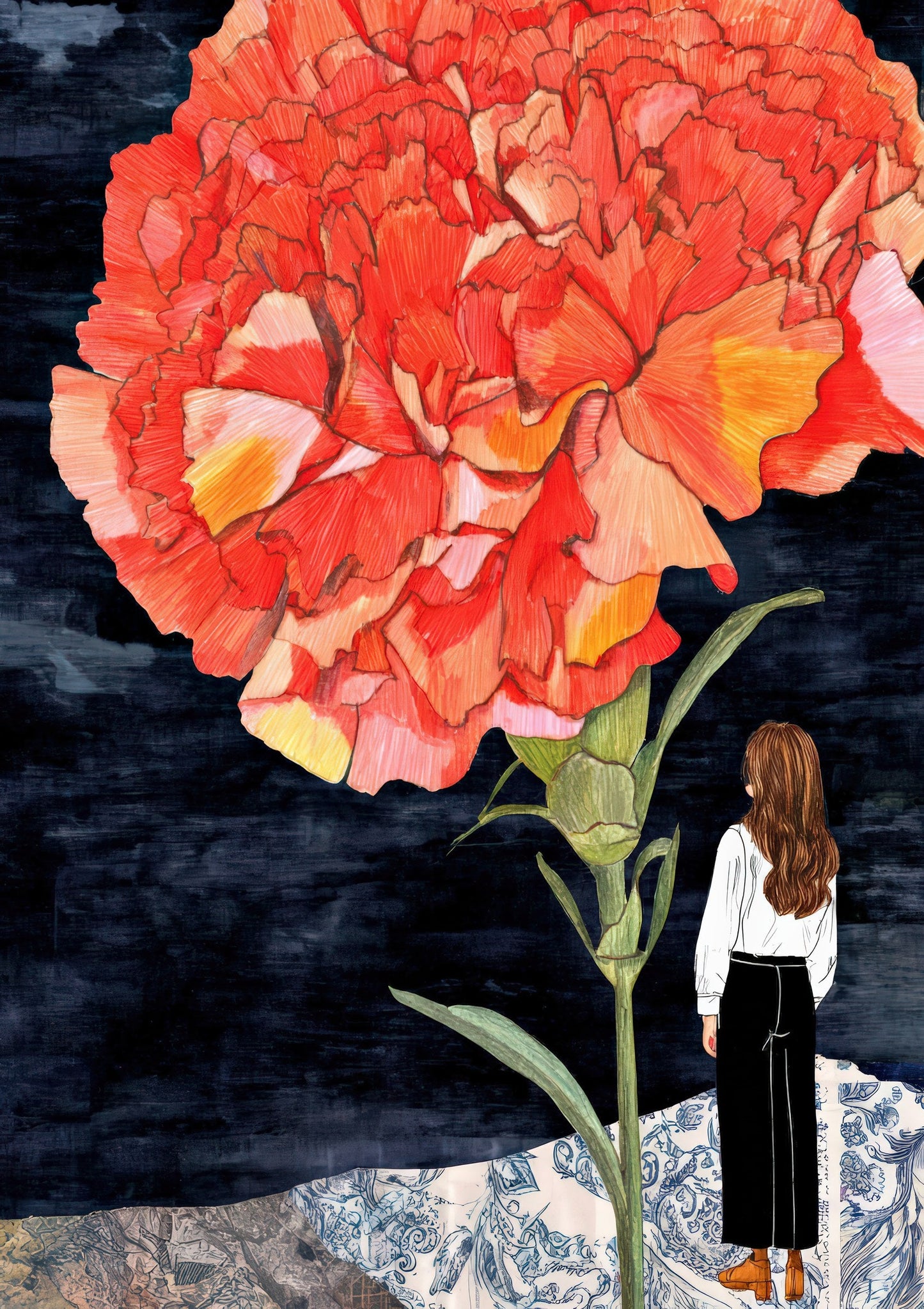 Giant Carnation Print, Surreal Floral Wall Art