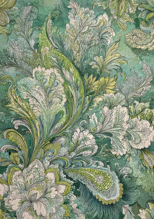 White Damask Print, William Morris Style Wall Art