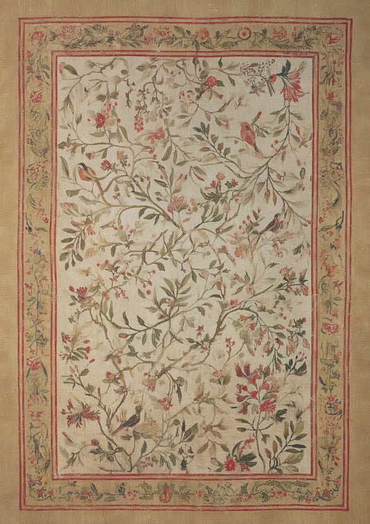 Vintage Textile Panel Print, Floral Heritage Wall Art